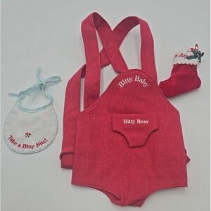 Pleasant Company American Girl retired Bitty Baby Red Denim‎ Doll Carrier Lot